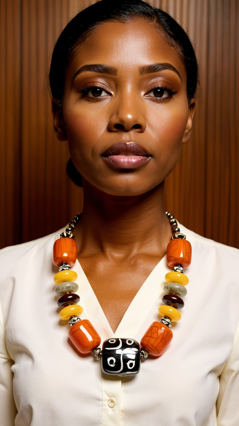 Bone Wooded Jumbo African Inspired Beaded Necklace