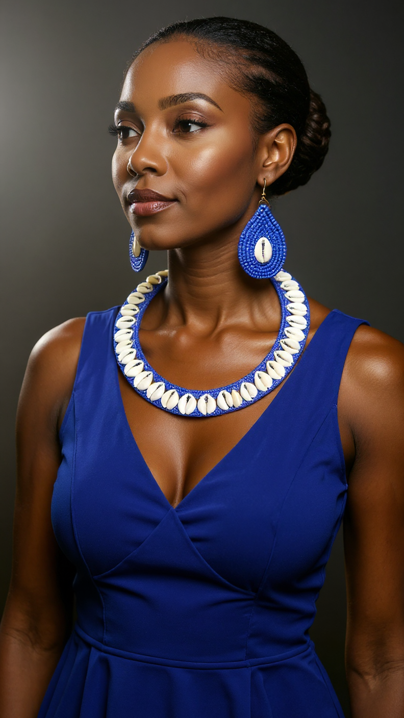 Women's Cowrie Shell Choker Beaded Necklace Set