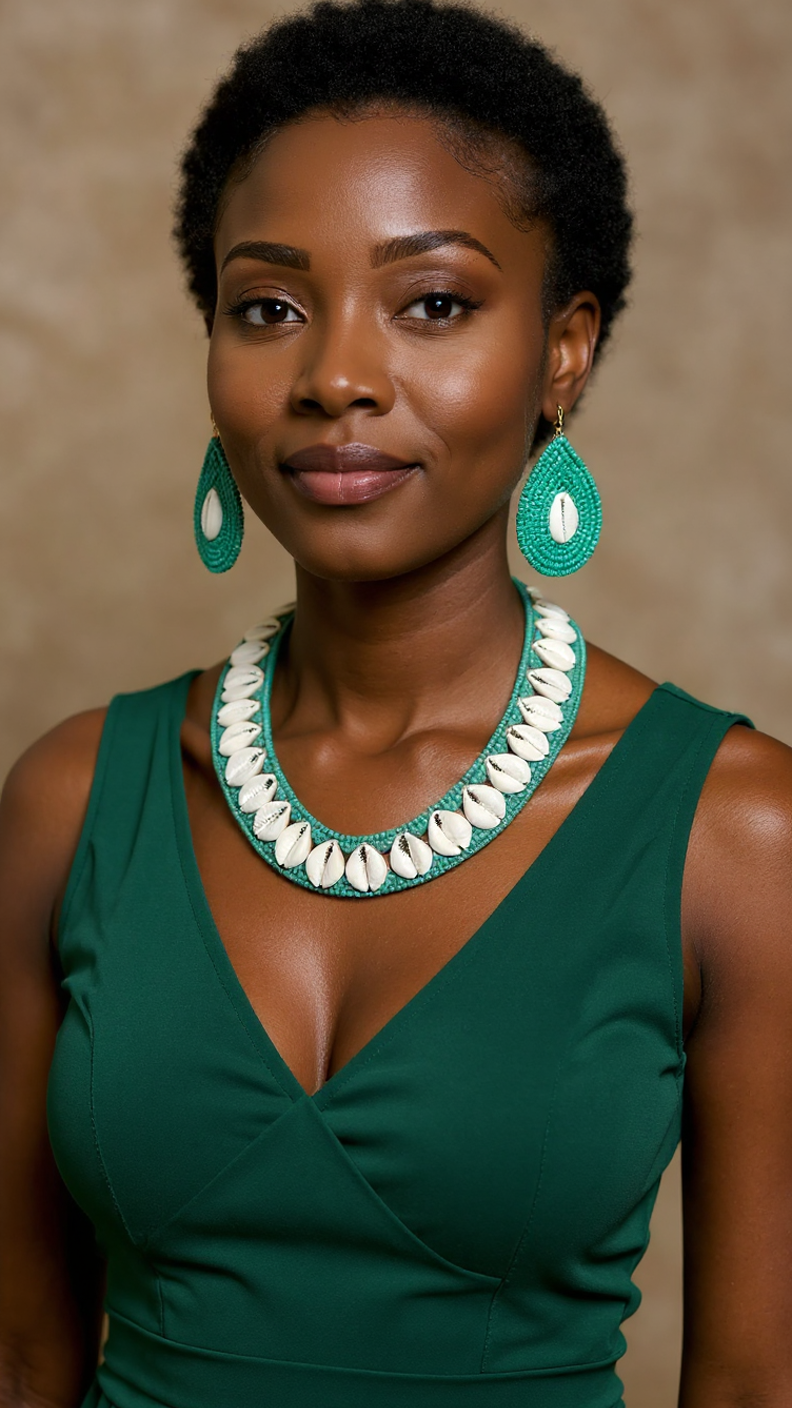 Women's Cowrie Shell Choker Beaded Necklace Set
