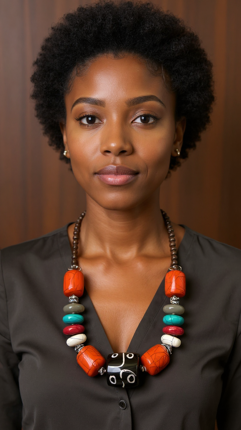 Bone Wooded Jumbo African Inspired Beaded Necklace