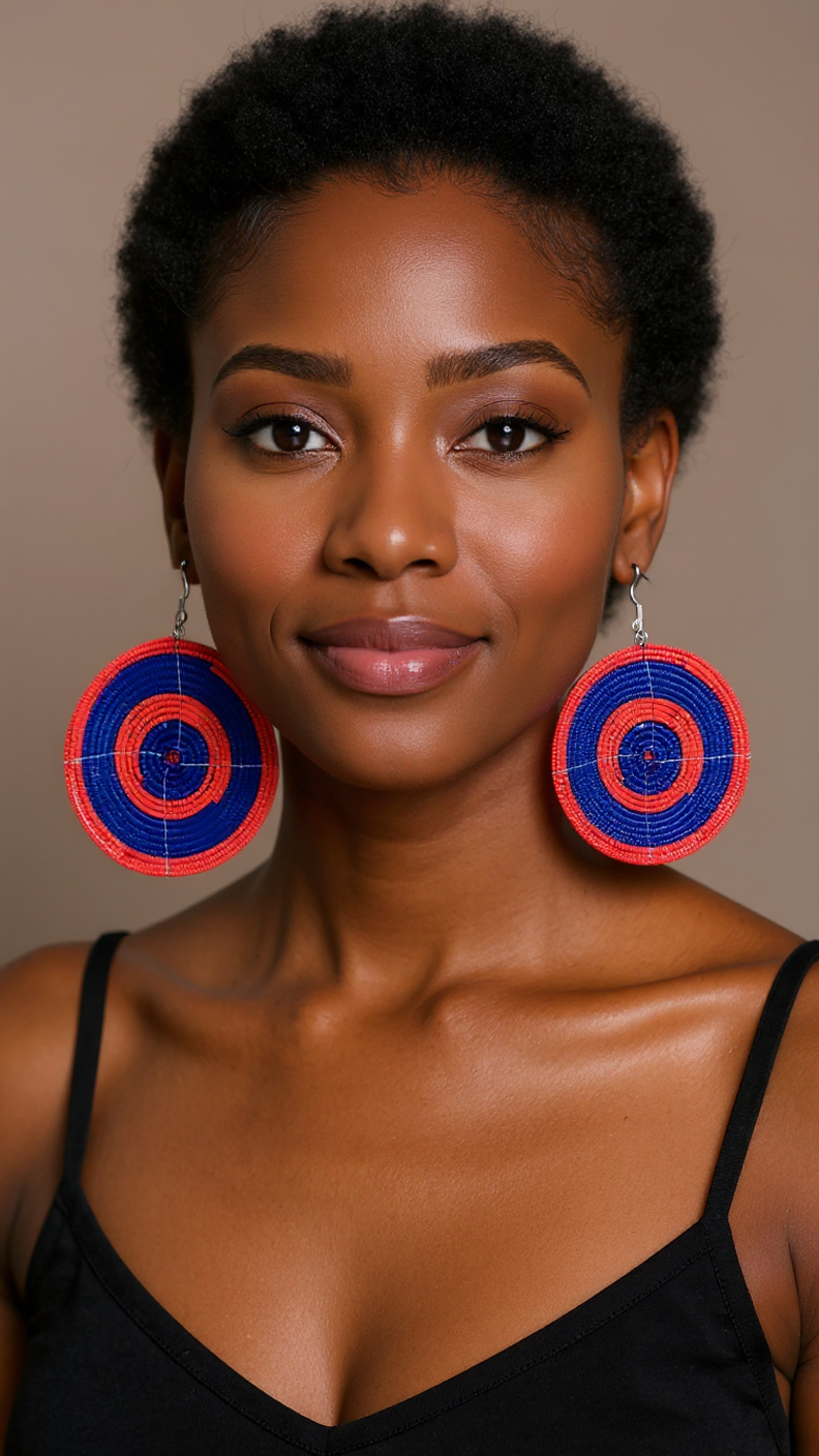 Large Round Circular African Masai Bead Earrings
