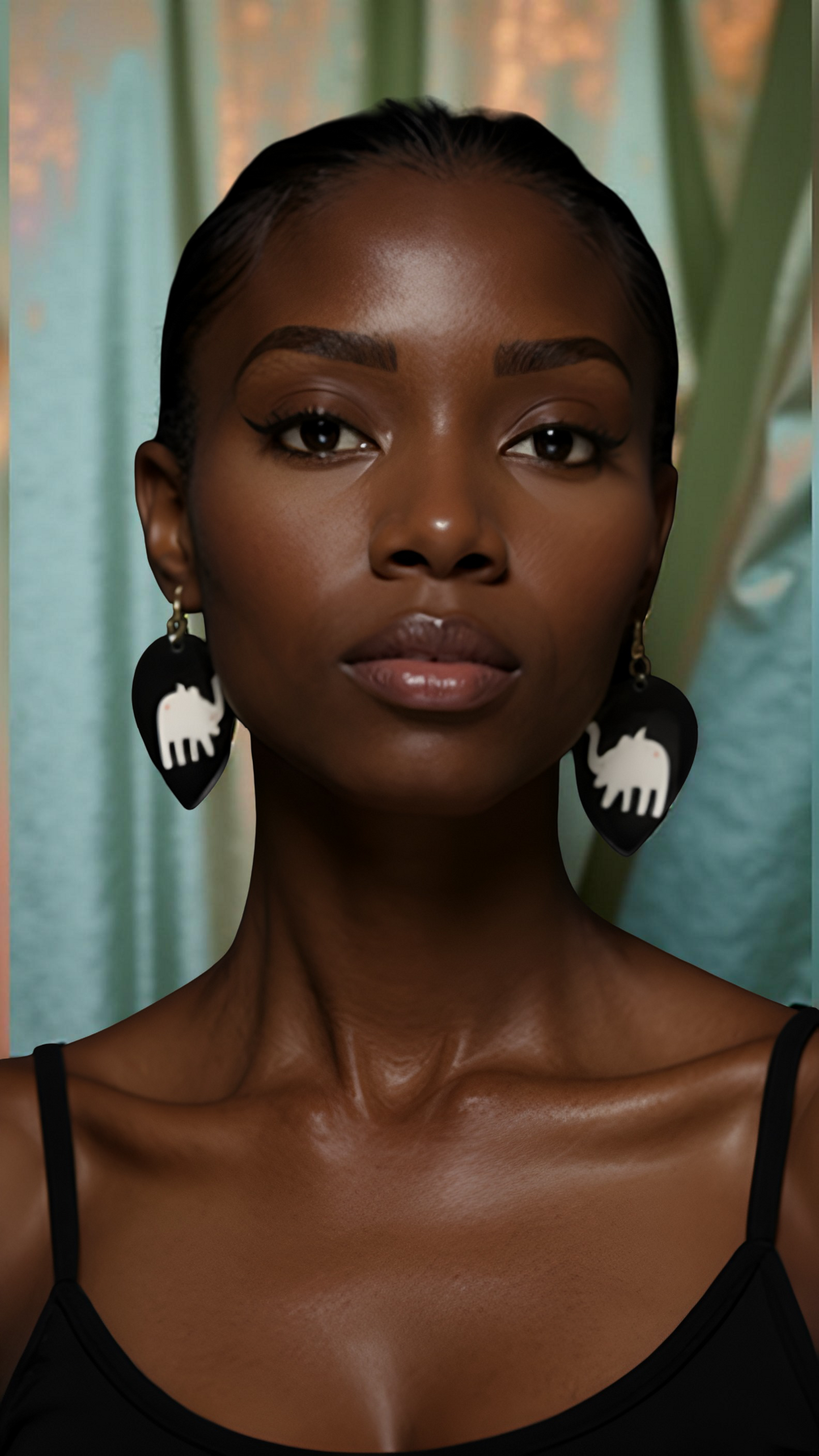 African Symbol Bone Black & White Earrings