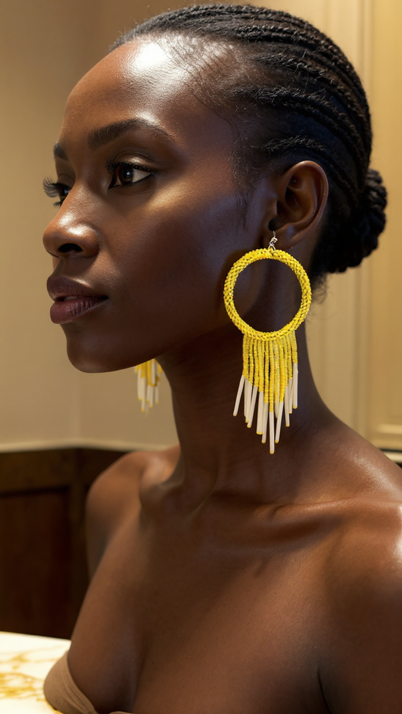 Maasai Style Beaded Hoop Tasseled Earrings