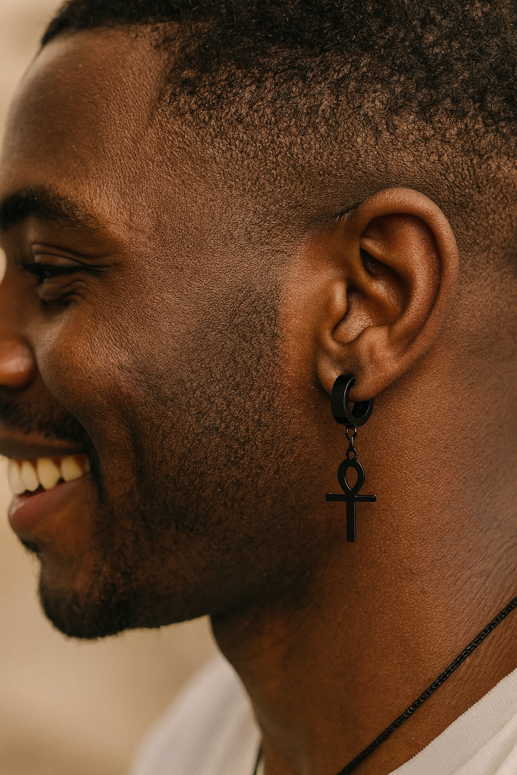 Men's Ankh Cross Pendant Earring