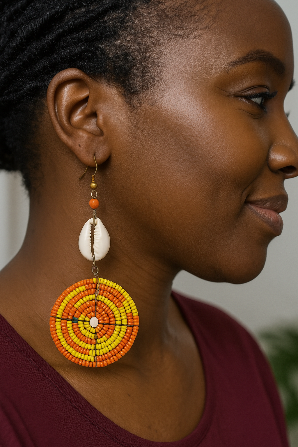 Small Cowrie Shell African Masai Earrings