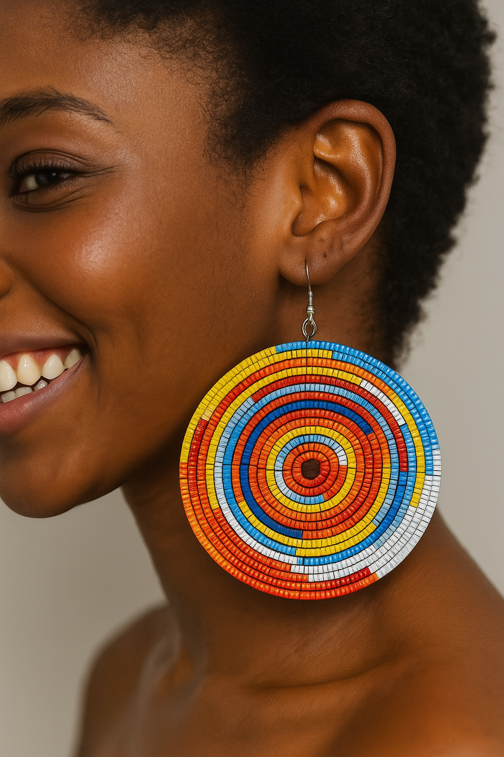Large Mix Color Round Circular African Masai Earrings