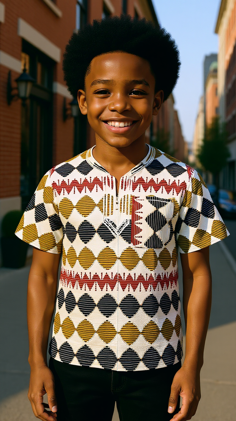 Boy's Ghanaian African Dashiki Top