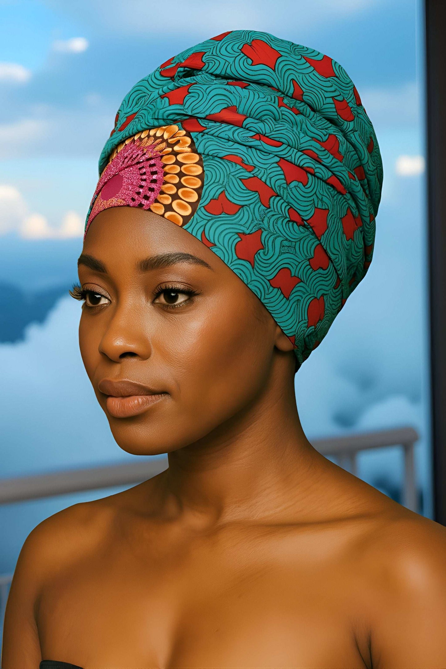 African Artistic Color Print Headwrap