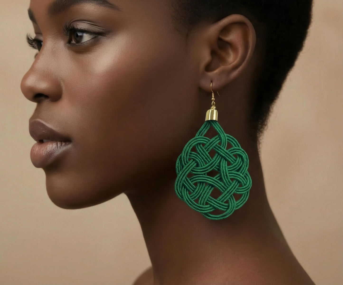 Emerald Knot Statement Drop Earrings