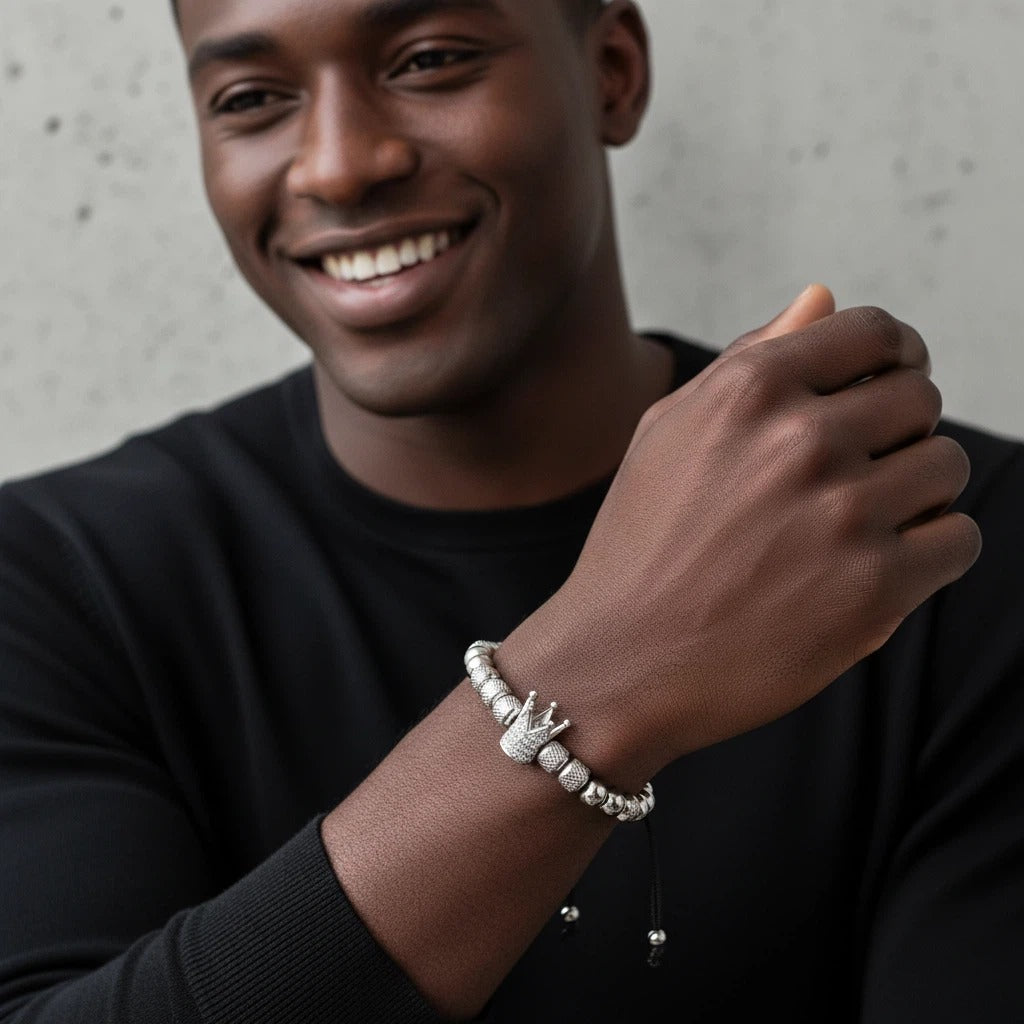Royal Crown Silver Adjustable Men’s Bracelet