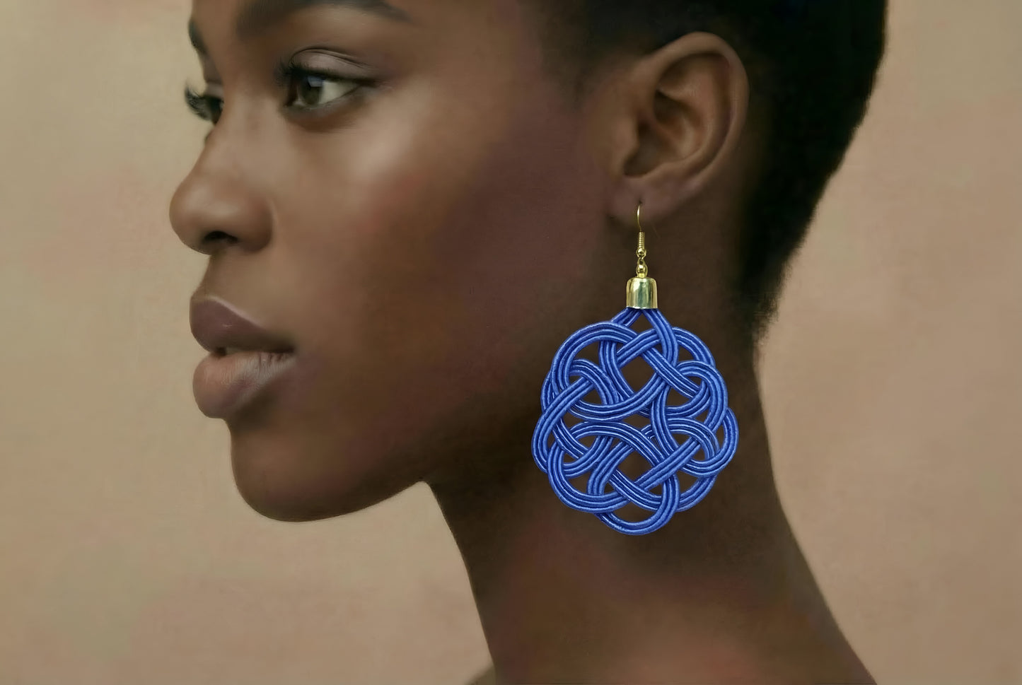 Royal Blue Knot Statement Earrings