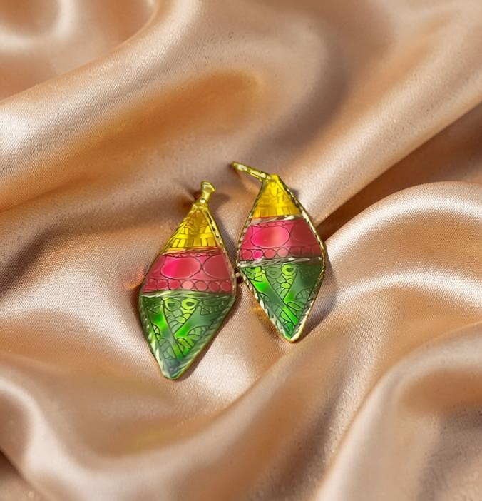 Vibrant Ankara-Inspired Diamond Drop Earrings