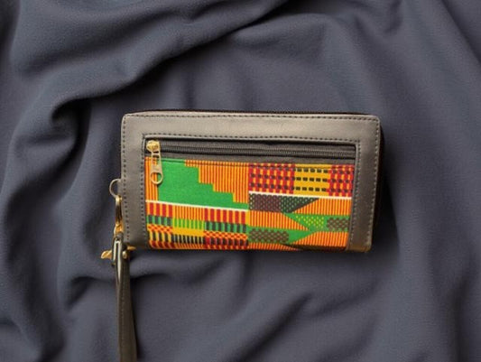 African Kente Print Wristlet Wallet