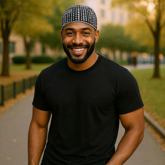 Men's Black/White Kufi Hat