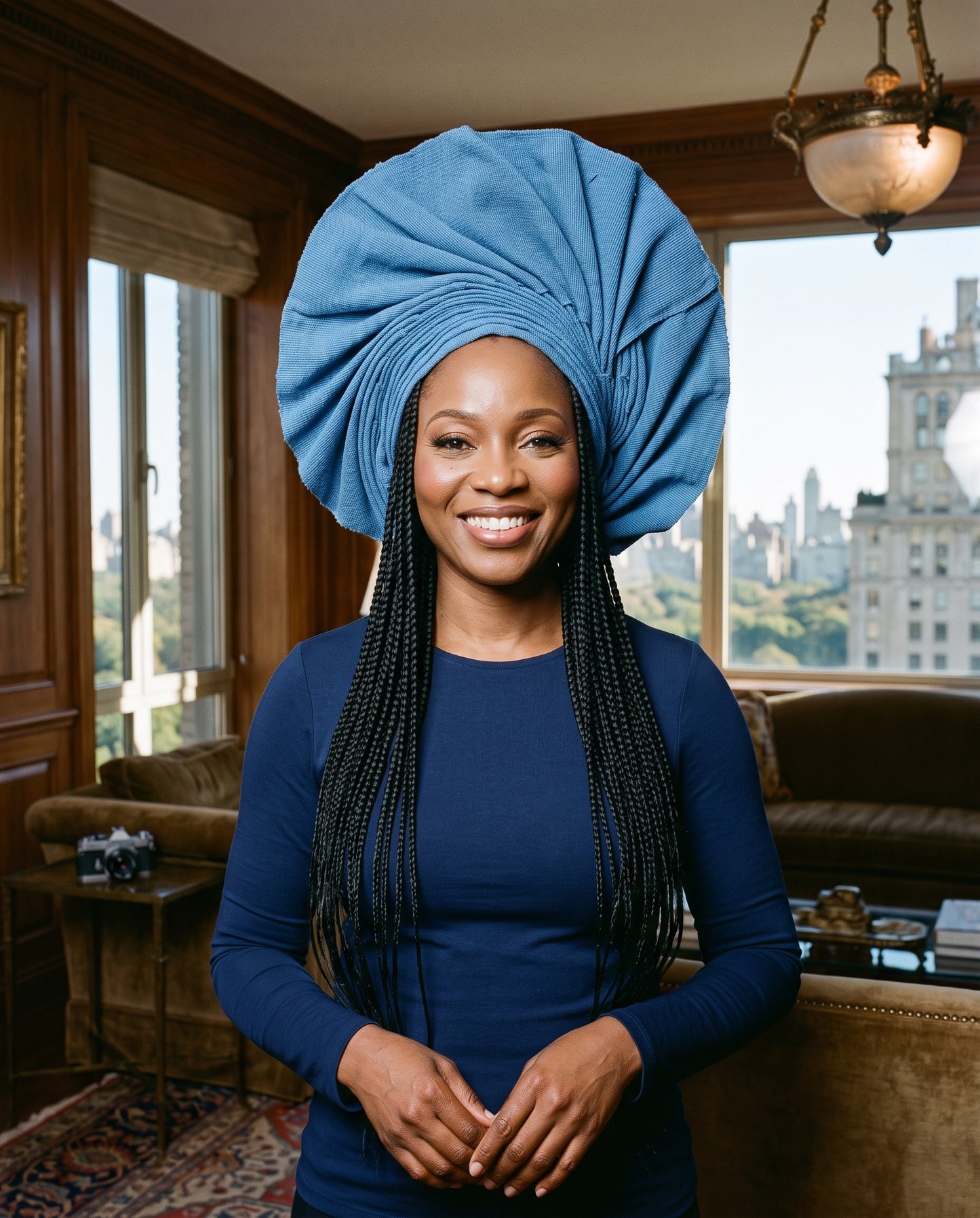 Denim Blue Aso Oke Gele