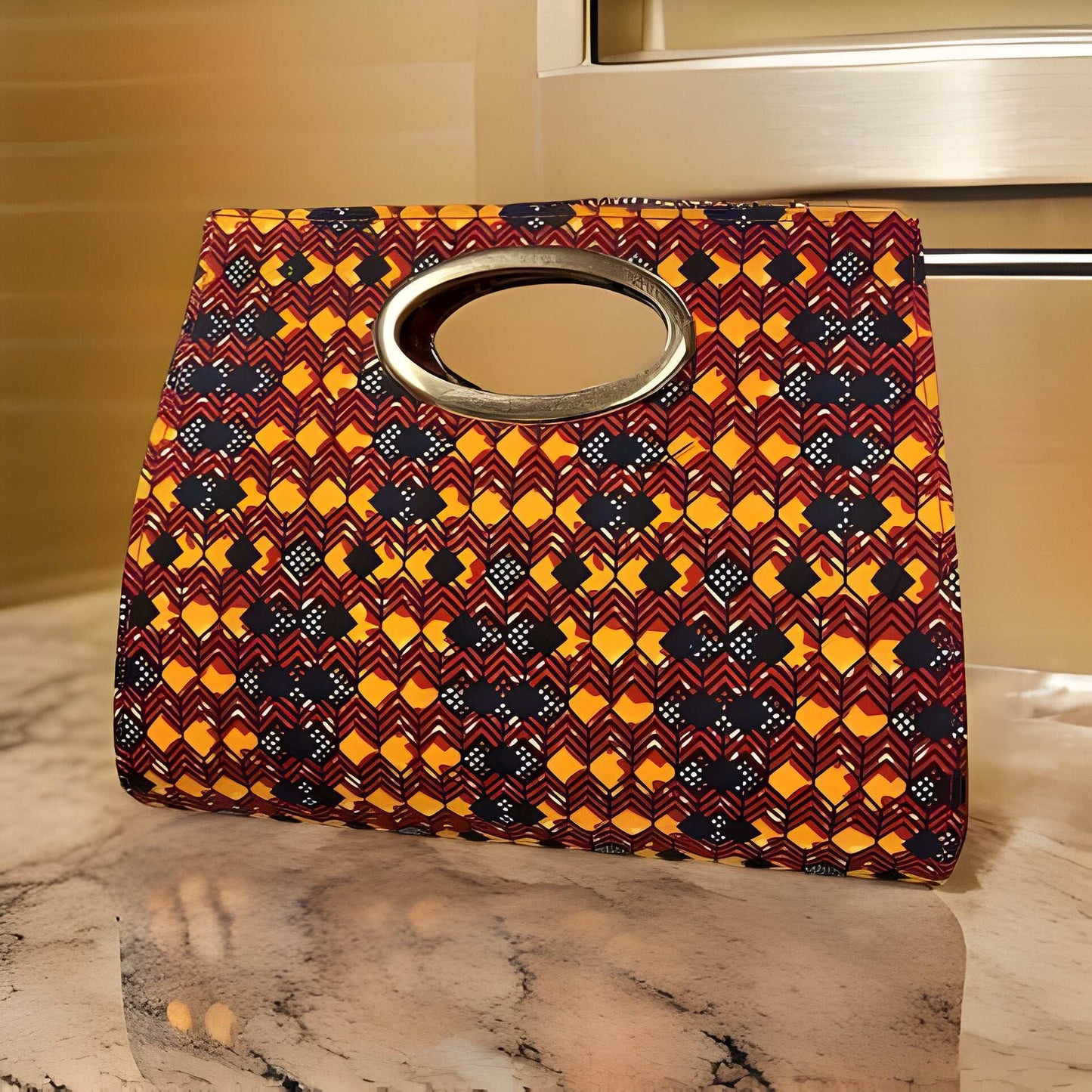 African Print Mid Length Skirt & Handbag Set