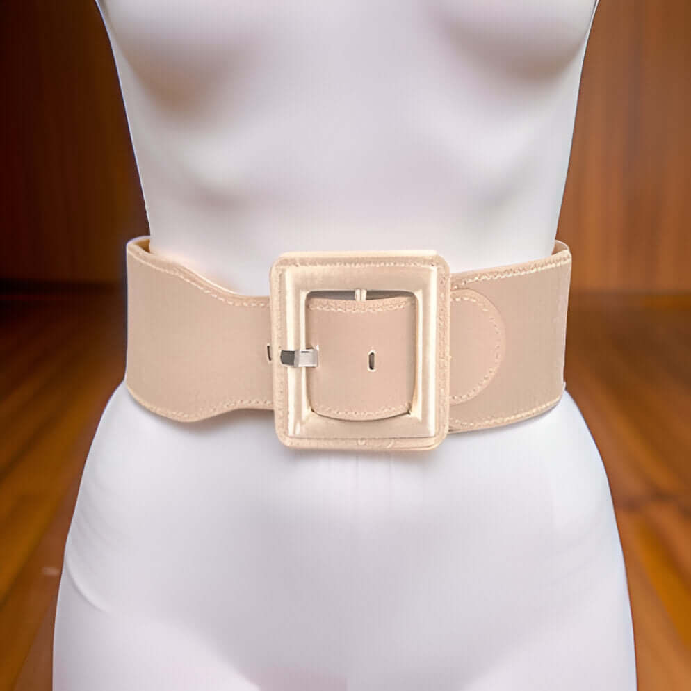 Satin Metallic Elastic Fashion Wide Belt - MAGOS
