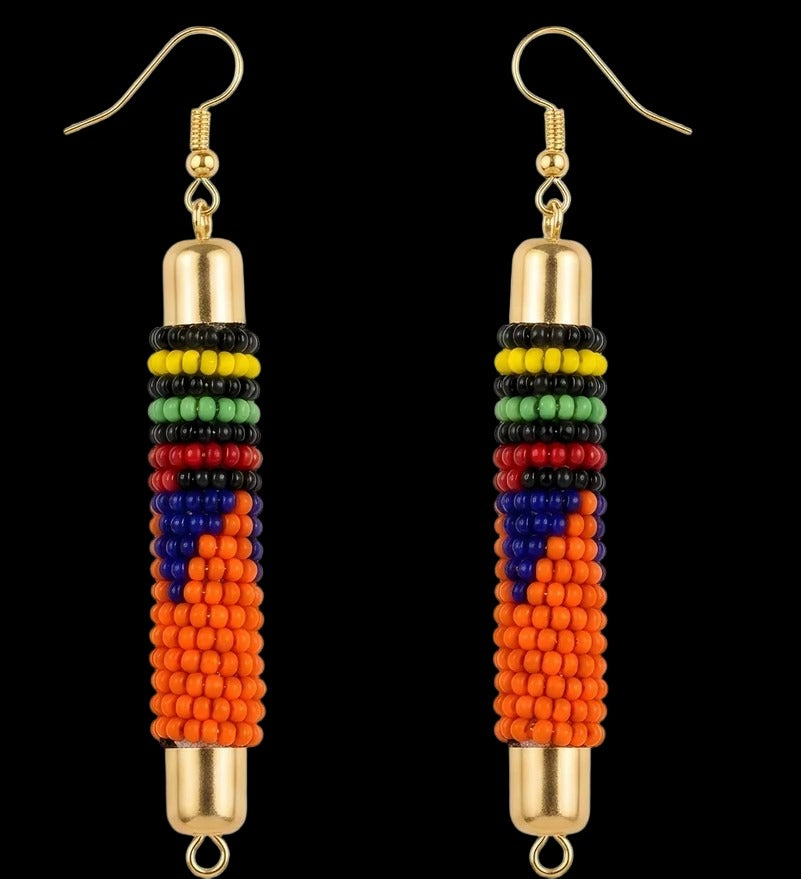 African-Inspired Maasai Beaded Rod Earrings