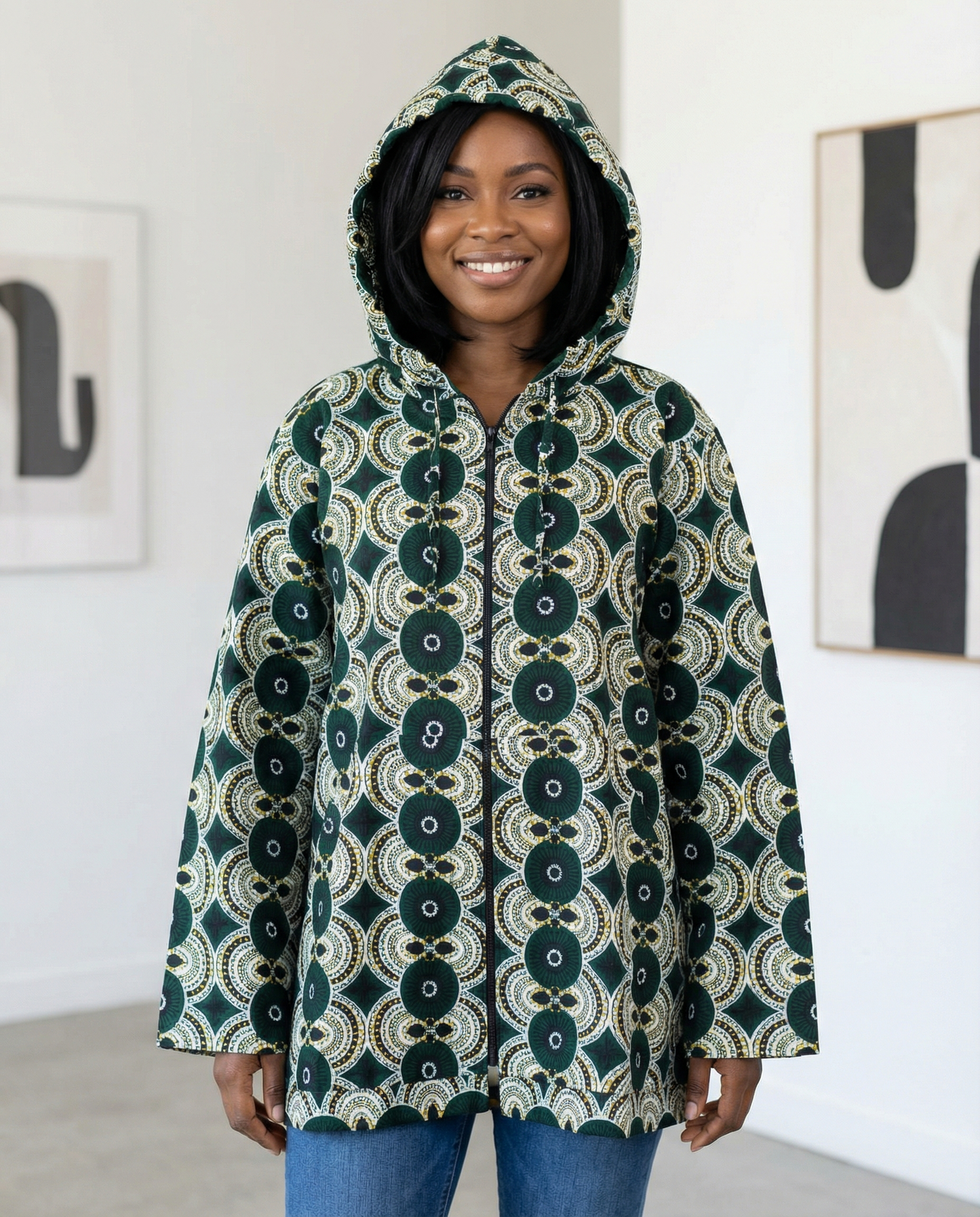 Ankara African Wax Print Hoodie Jacket