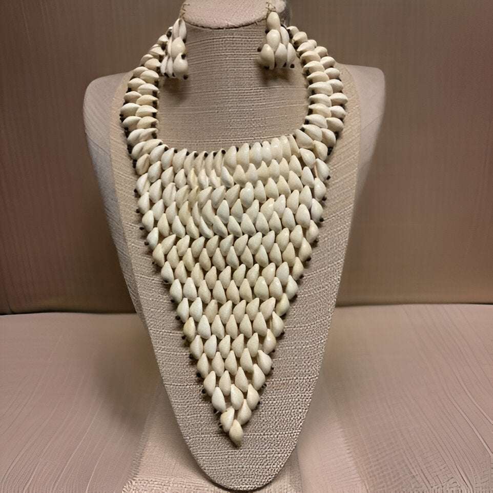 Cowrie Shell Triangle Style Necklace & Earring Set