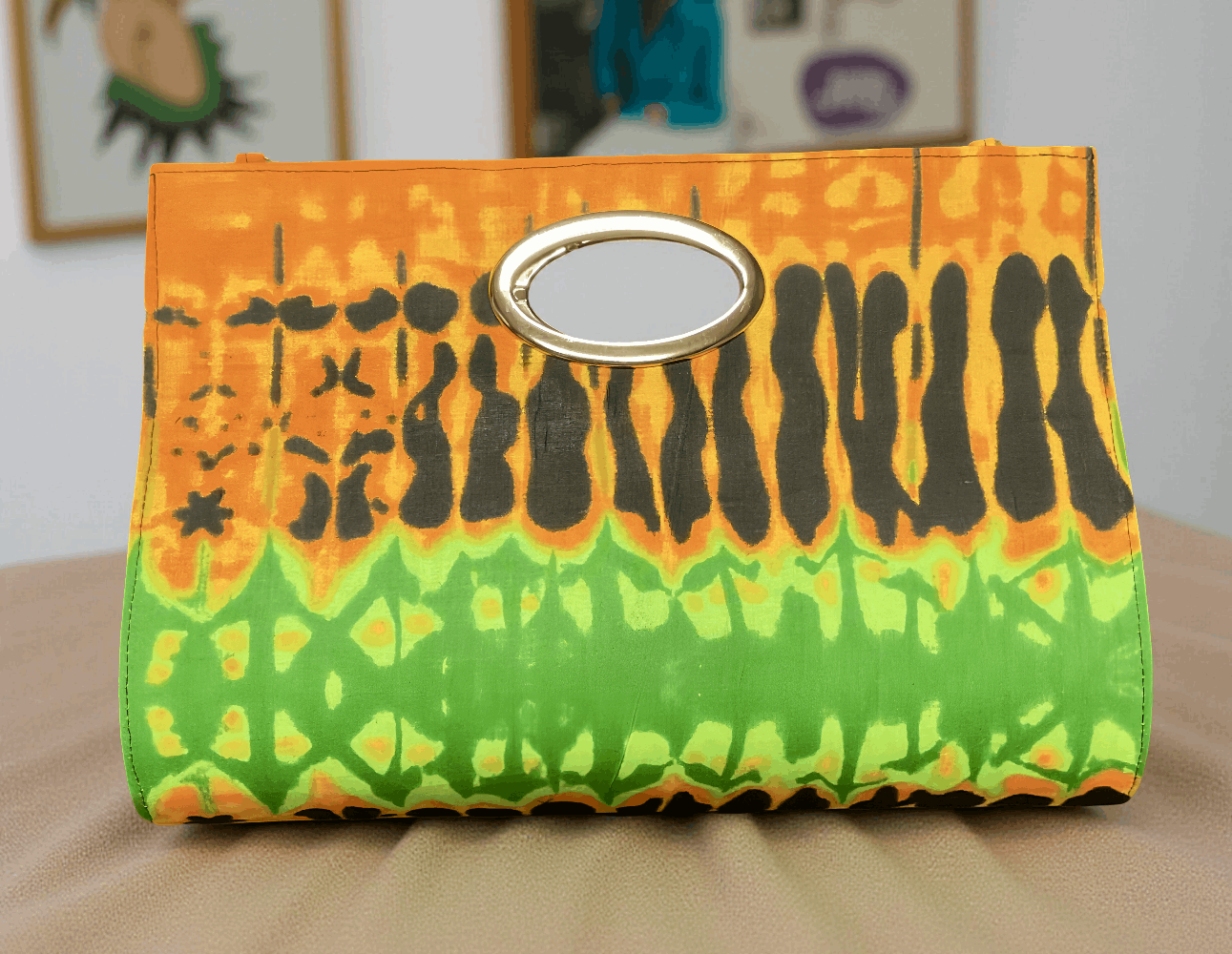 Tie-Dye African Print Clutch Tote Bag