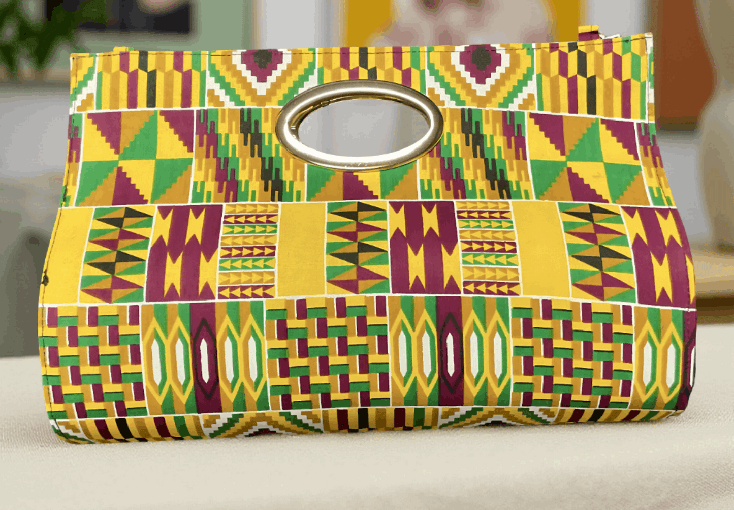 Mix Kente African Print Clutch Tote Bag