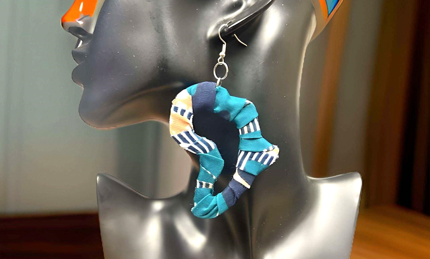 Africa Map Fabric Earrings