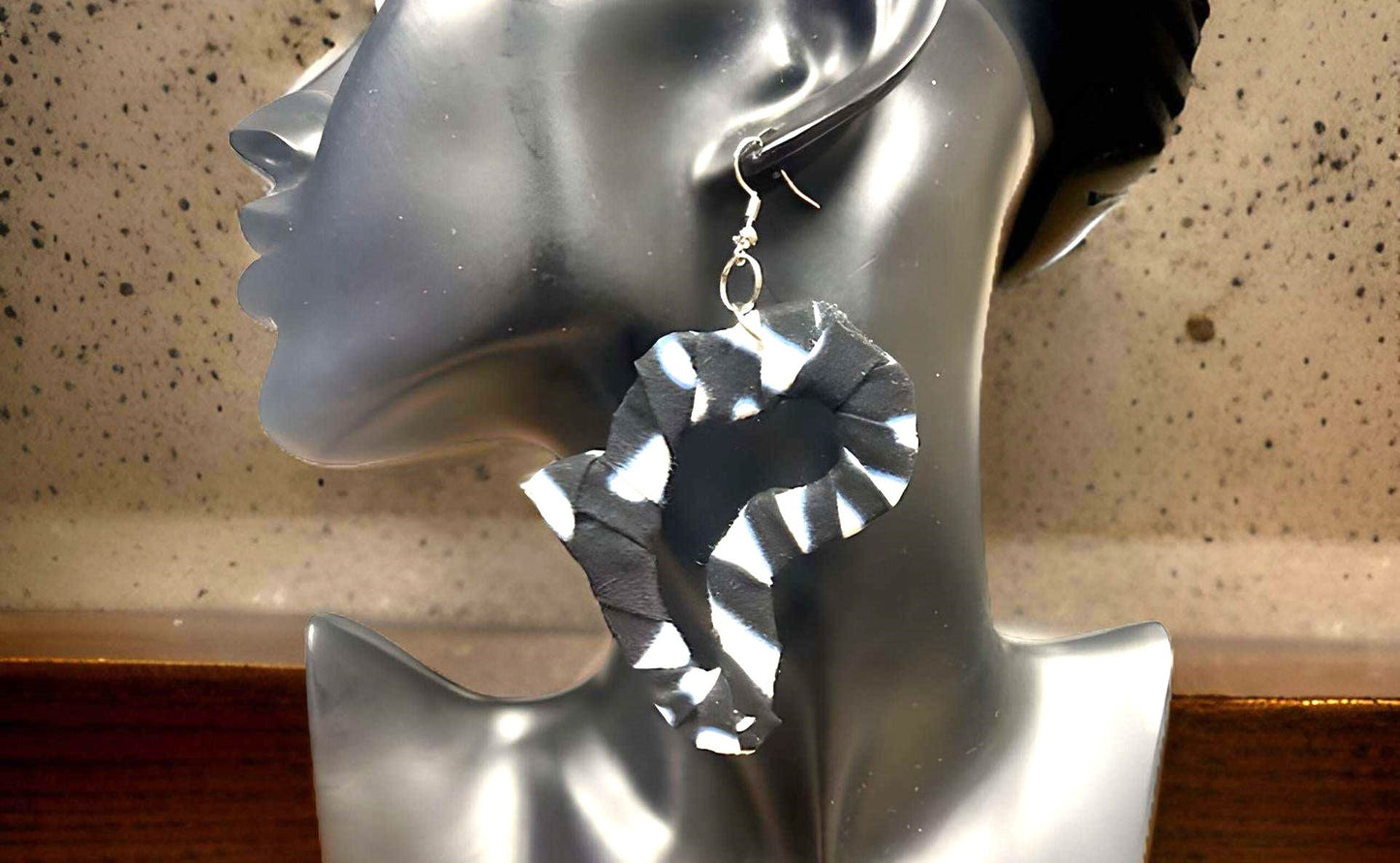 Africa Map Fabric Earrings