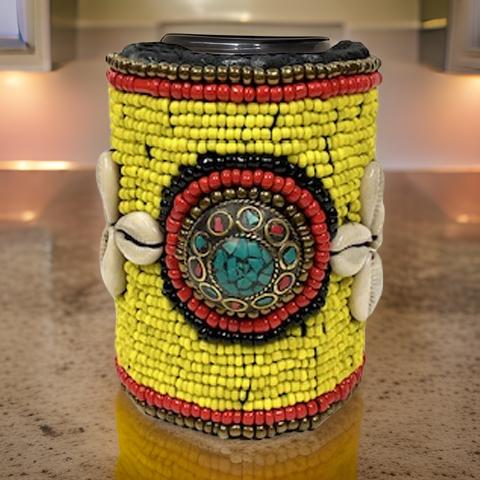African Style Yellow Cuff Beaded Bracelet - MAGOS