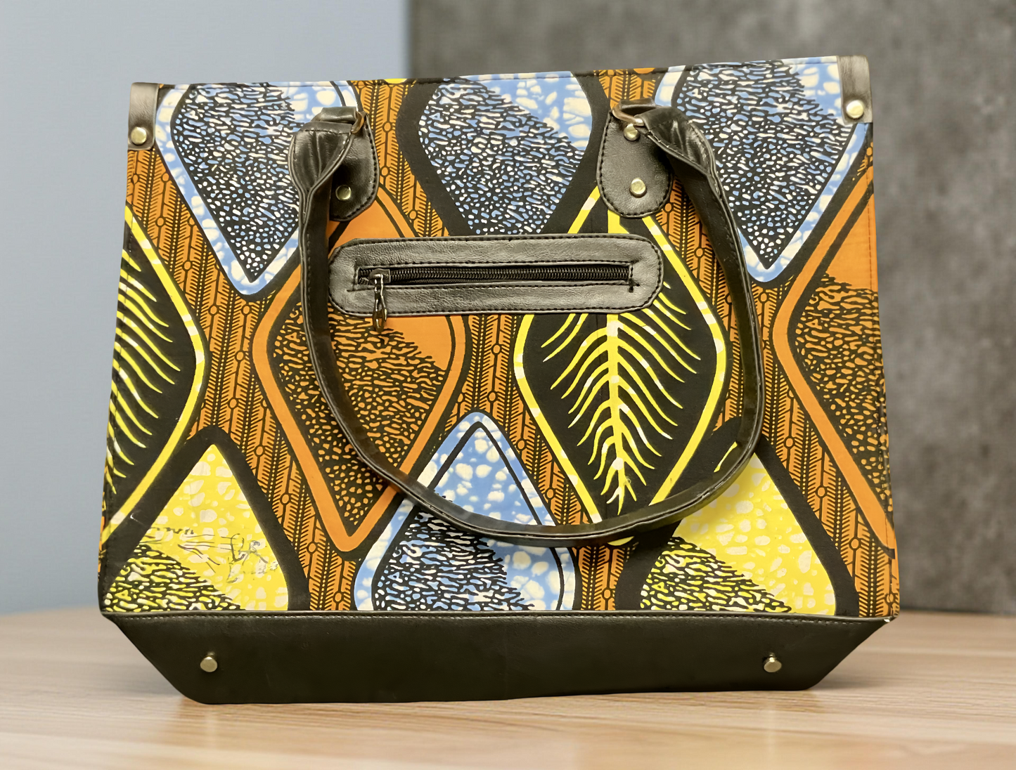 Ankara African Geometric Print Purse/Tote Bag