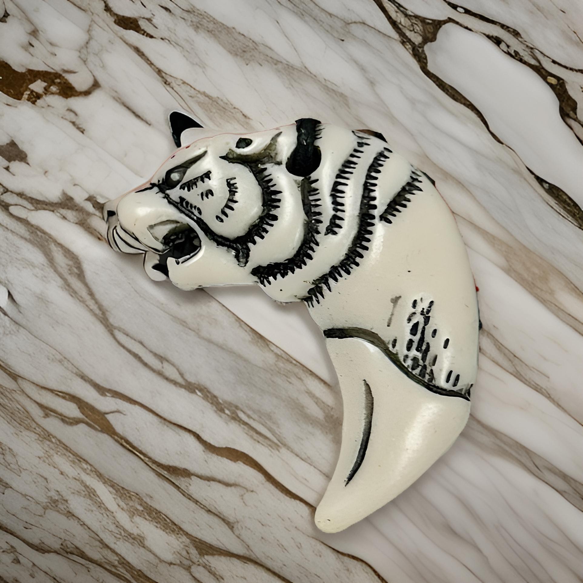 Men's Carving White Animal Tooth Pendant Necklace - MAGOS