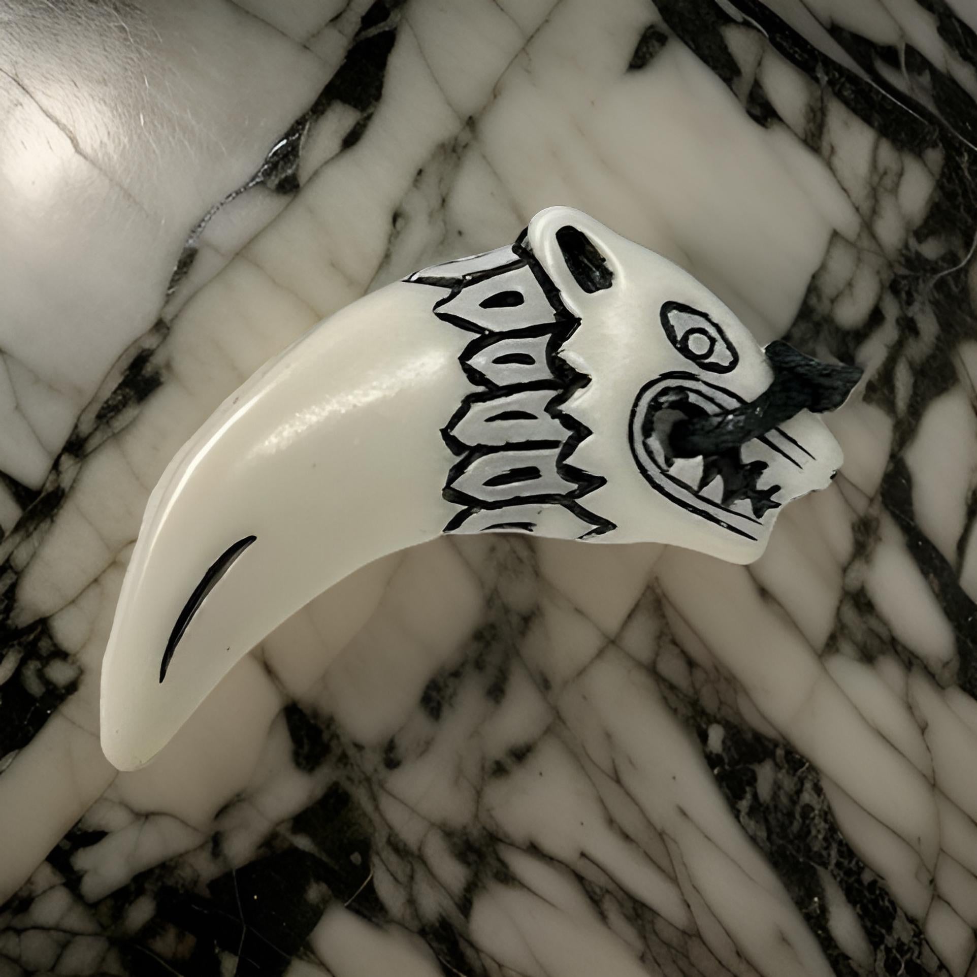 Men's Carving White Animal Tooth Pendant Necklace - MAGOS
