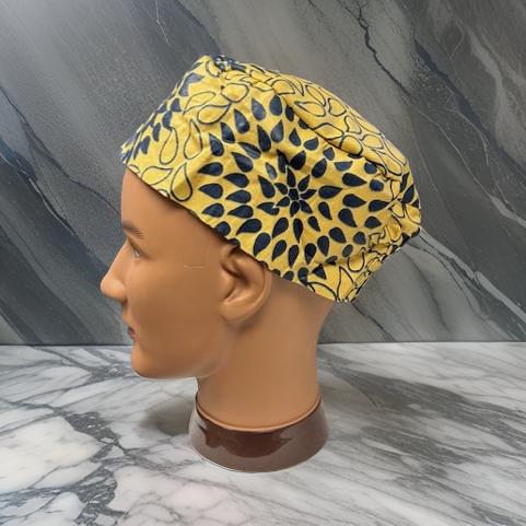 Men's Gold Navy Print Kufi Hat - MAGOS