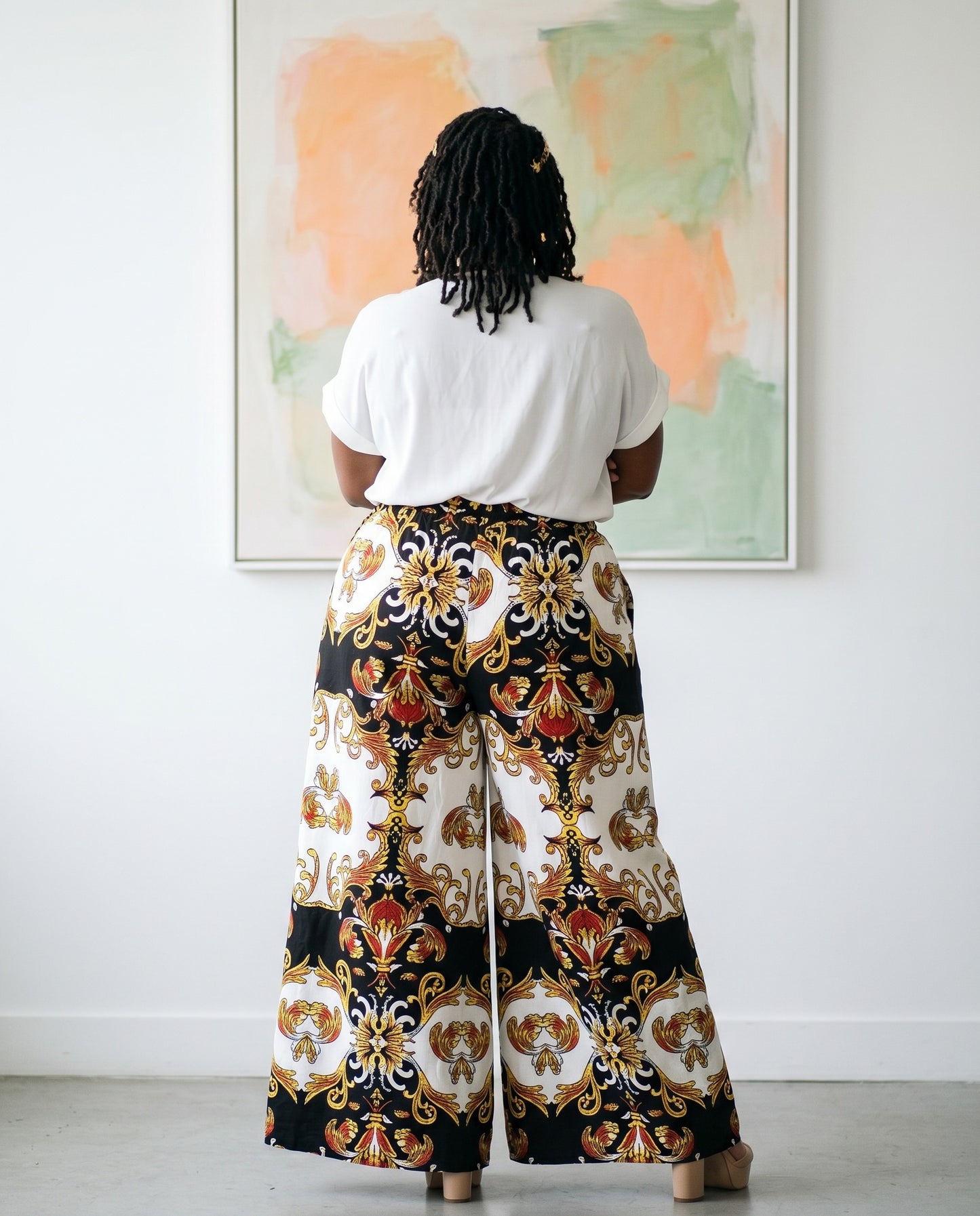 African Black/White Multi-Print Ankara Print Palazzo Pants