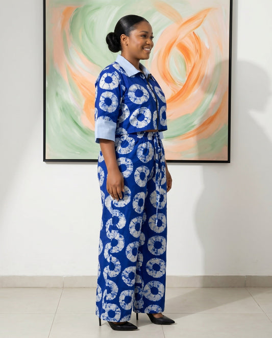 Royal Blue African Print Two-Piece Set