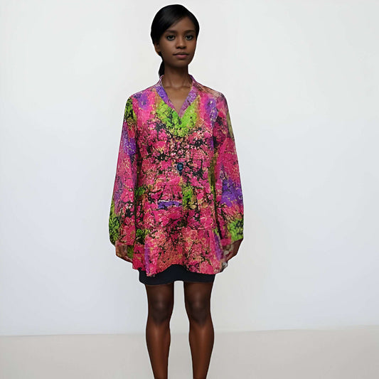 Women's Pink/Green African Print Top