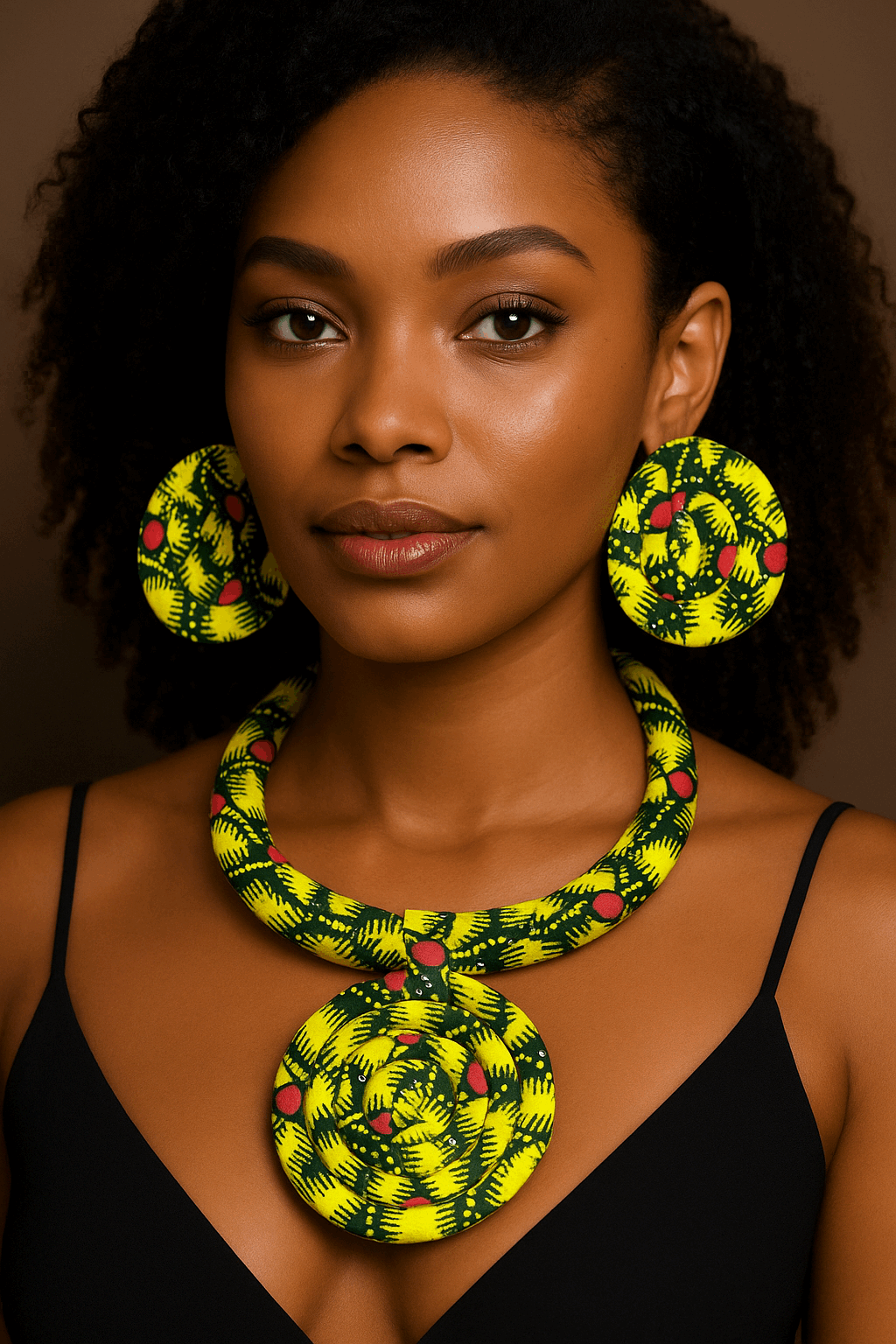 Yellow Ankara African Style Necklace & Earring Set