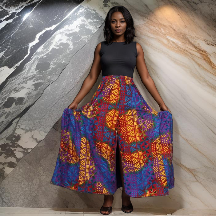 Women's Bold Colorful Print Palazzo Pants