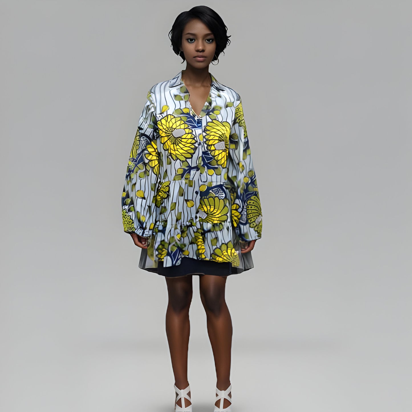 Women's Yellow/Green Floral African Print Top