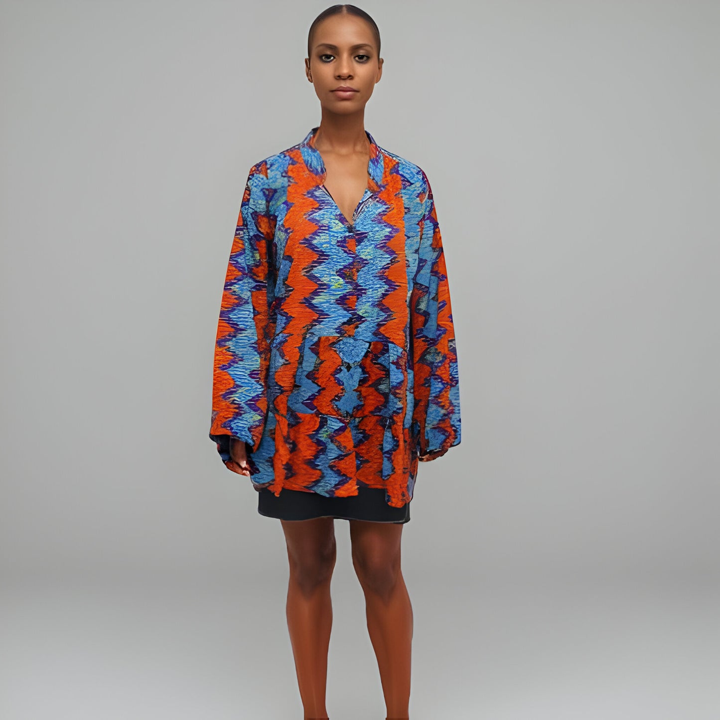 Women's Orange/Blue/Purple African Print Top