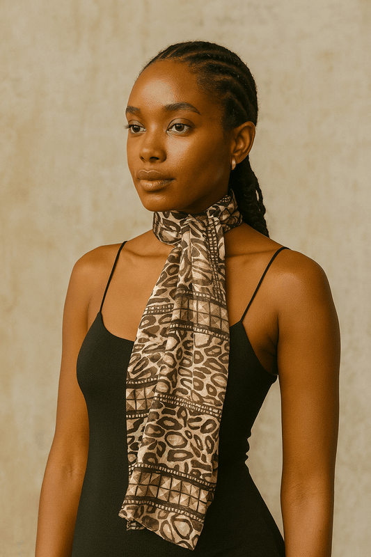 Sheer Chiffon Tribal Animal Print Scarf