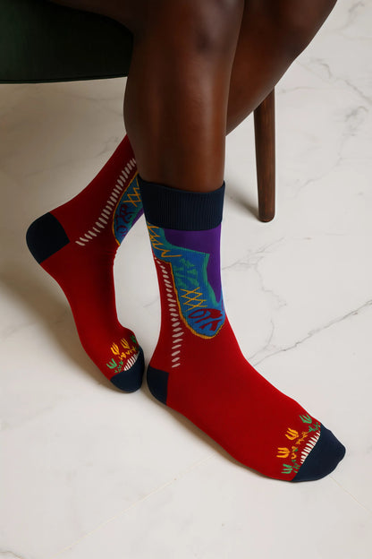 Men's Geometric African Print Socks