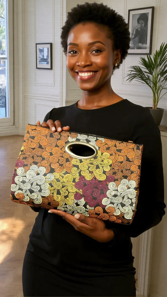Swirl African Print Clutch Tote Bag