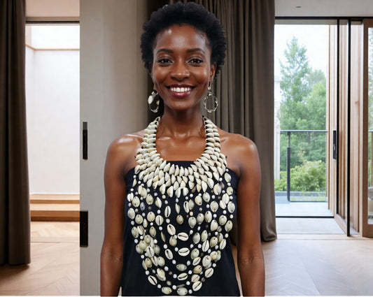 Cowrie Shell Diamond Style Necklace & Earring Set