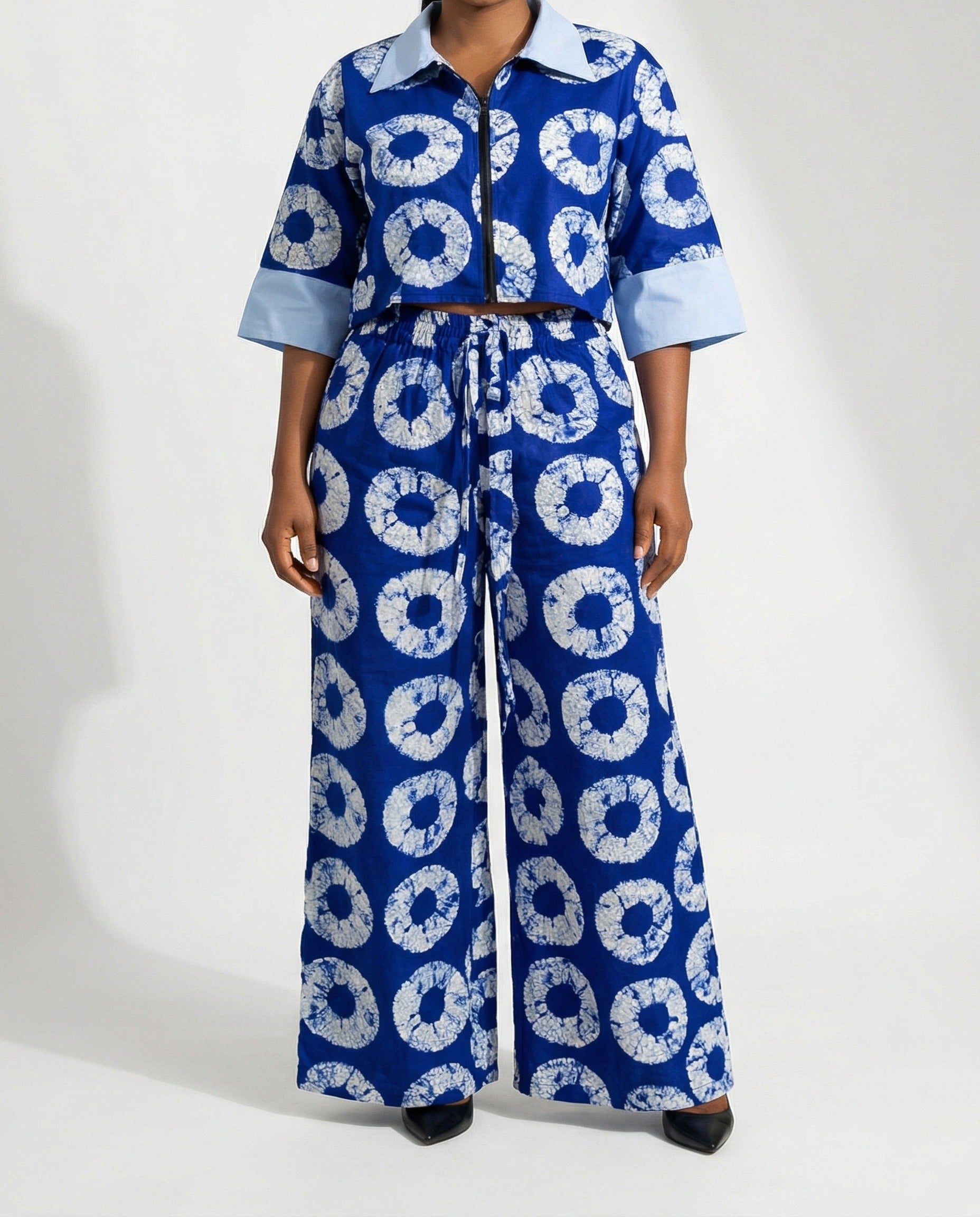 Royal Blue African Print Two-Piece Set - MAGOS