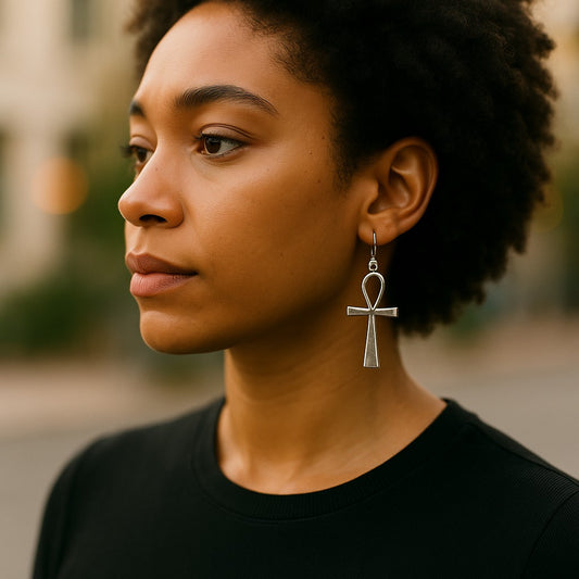 Ankh Cross Pendant Earrings