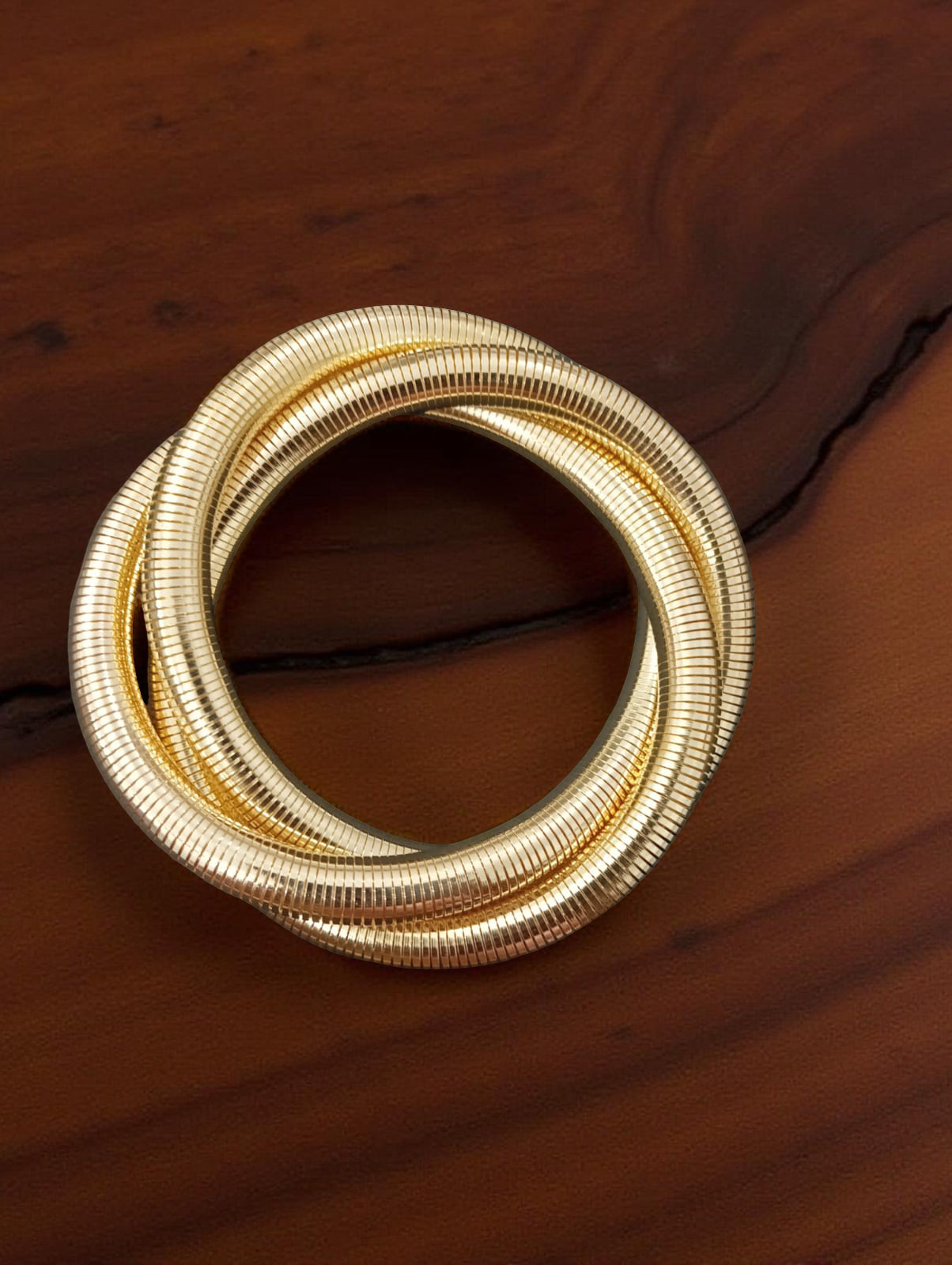 Gold Coil Stacking Bracelet – Flexible Multi-Loop Design