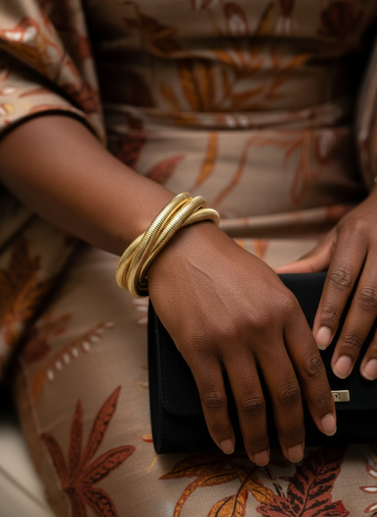 Gold Coil Stacking Bracelet – Flexible Multi-Loop Design