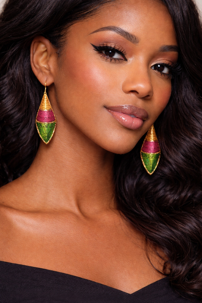 Vibrant Ankara-Inspired Diamond Drop Earrings