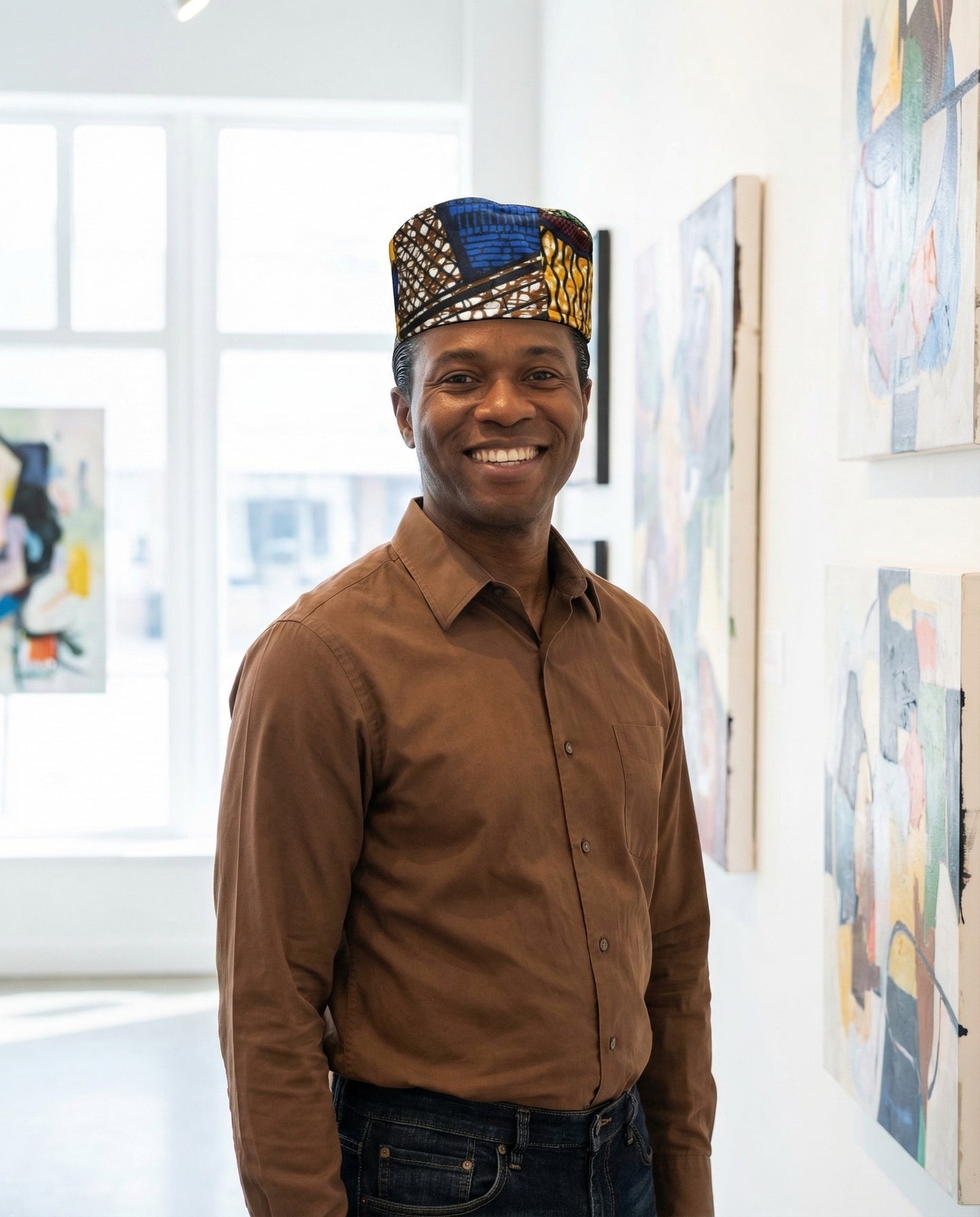 African Print Patchwork Kufi Hat – Multicolor Ankara Cap (A)